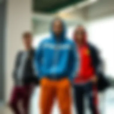 Diverse Tracksuit Combinations Diverse combinations of tracksuits in a modern setting