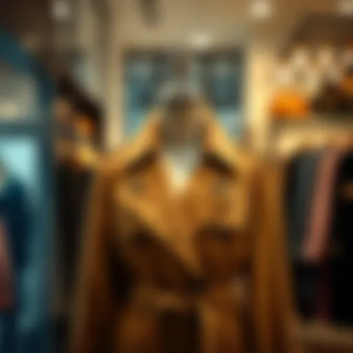 Stylish trench coat on a mannequin in a boutique