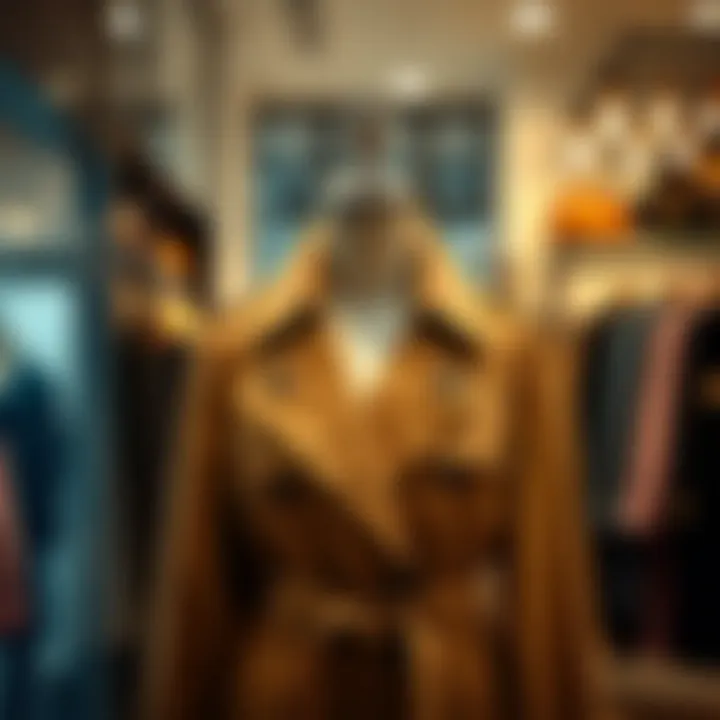 Stylish trench coat on a mannequin in a boutique