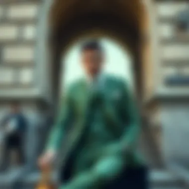 Trendy green suit with contrasting color combinations