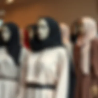 Trendy heavy hijab dress collections displayed on mannequins