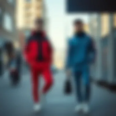 Trendy tracksuit combinations in urban setting