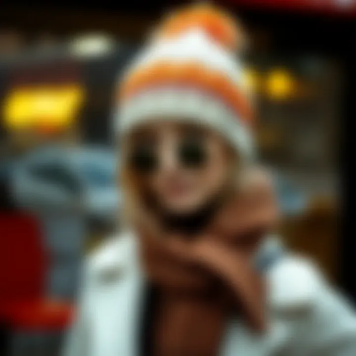 Stylish knitted hat paired with trendy outfit