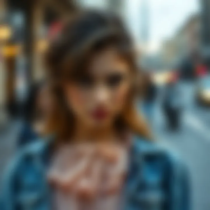 Casual tulle blouse layered with a denim jacket