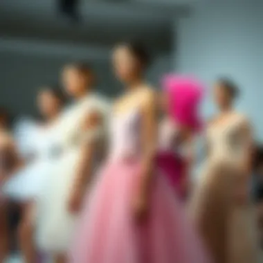 Fashion Show Featuring Tulle Dress Variety Group of models showcasing different tulle dress styles