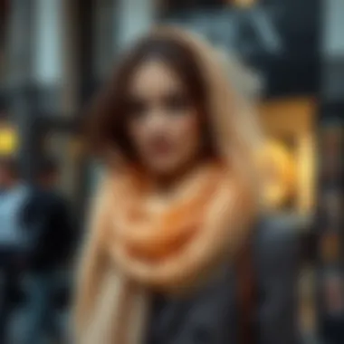 Chic Outfit with Tulle Scarf Fashionable tulle scarf styled with a chic outfit