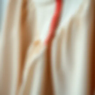 Close-up of tunic fabric and design details