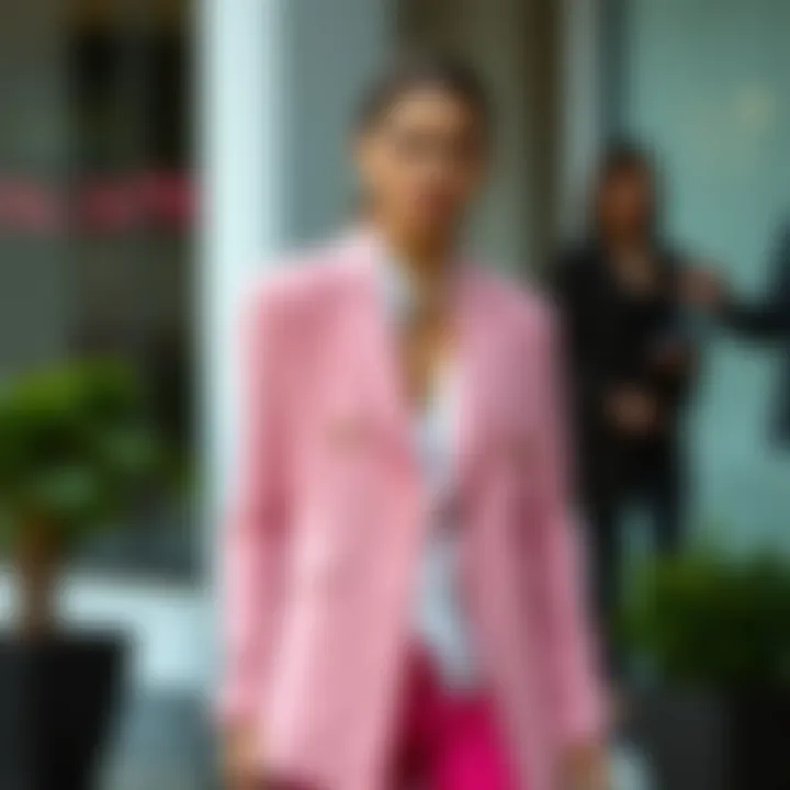 Visual representation of different styling options for a long blazer