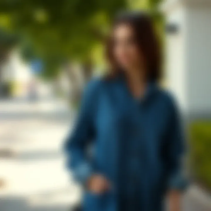 Casual long-sleeved denim dress with a relaxed look