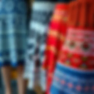 A variety of knitted skirts showcasing different patterns