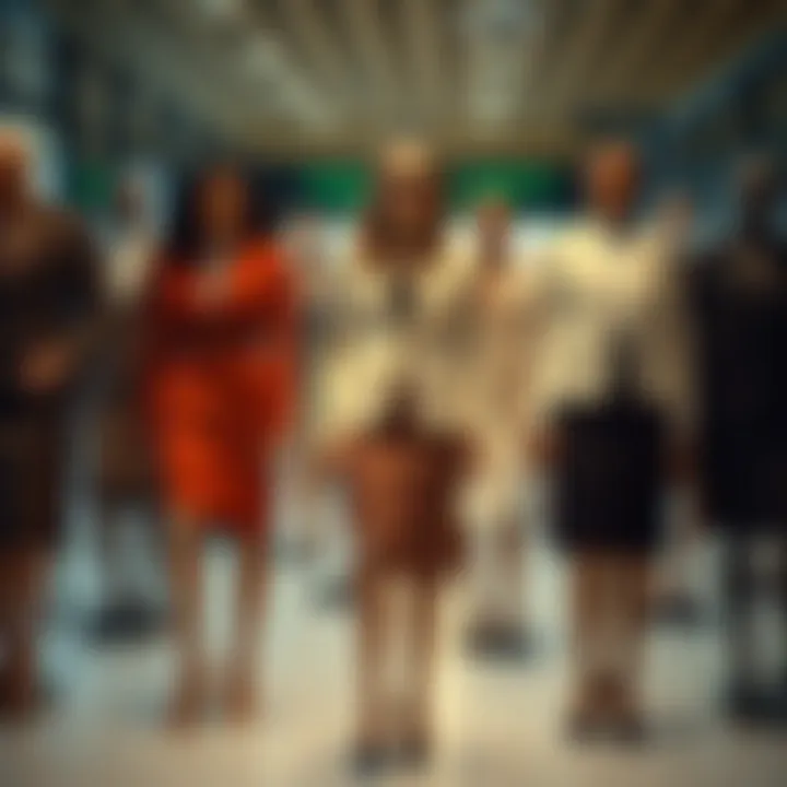 Different styles of skirt suits displayed together