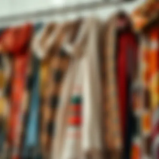Elegant display of viscose scarves showcasing various colors and patterns