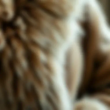 Close-up view of the luxurious fabric of a fur coat.