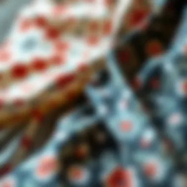 Close-up of skirt fabrics and patterns