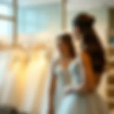 Exploring Bridal Gowns: Shopping Experience Bridal shopping experience with a selection of gowns
