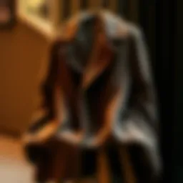 A stylish winter coat draped over a chair