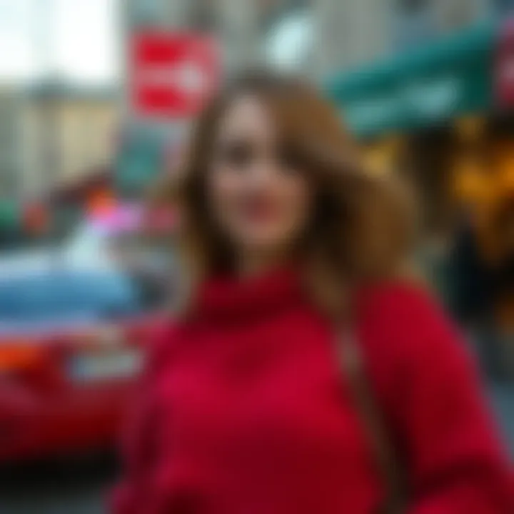 Woman showcasing a blend of casual and chic with a trendy knit piece