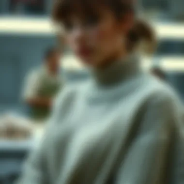 Sustainable materials used in knitted sweater production showcased