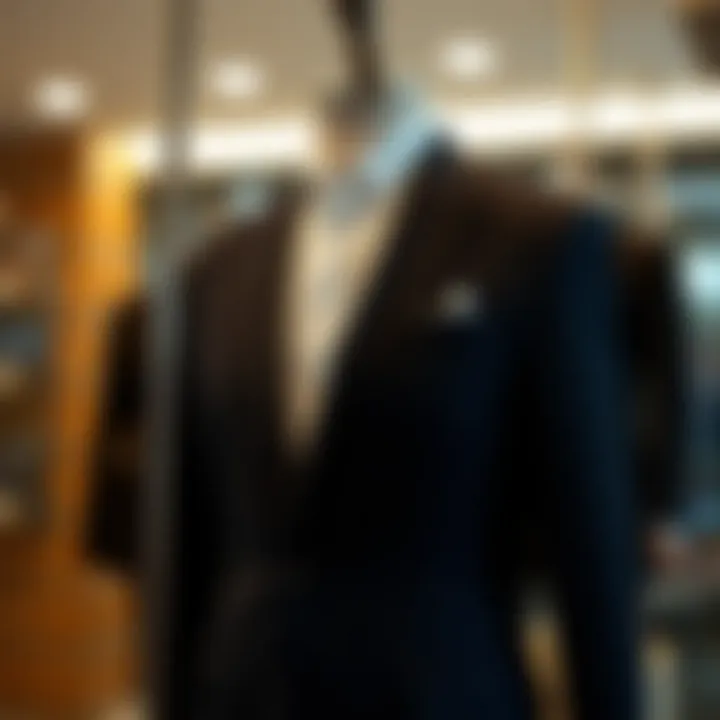Elegant side-buttoned suit on a mannequin