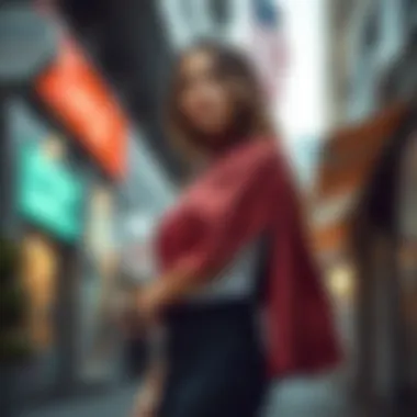 Trendy batwing sleeve outfit showcased in an urban setting