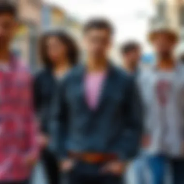 Diverse Styles of Half Shirts A fashion-forward display of various half shirt styles on diverse backgrounds.