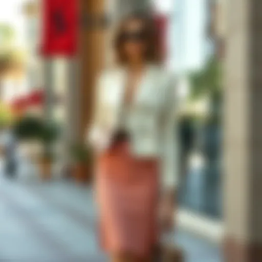 Elegant summer outfit featuring a coordinated skirt and jacket set