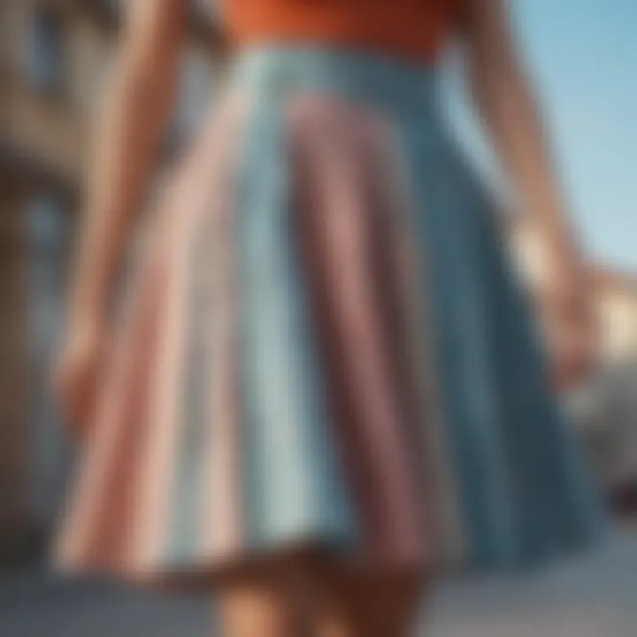 A close-up of fabric textures on various summer skirts