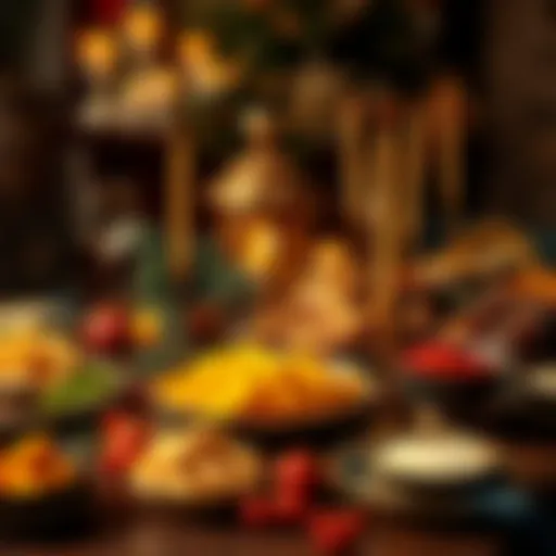 A beautifully arranged traditional New Year's Eve feast