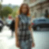 Elegant knitted dress with a vest design