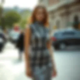 Elegant knitted dress with a vest design